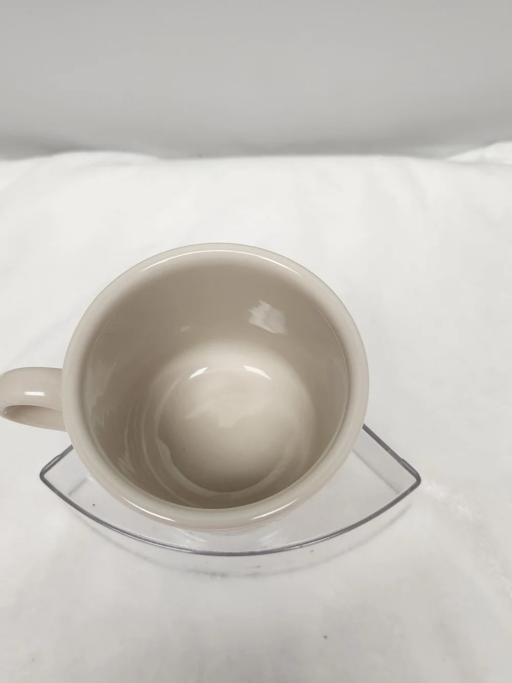 Longaberger Cream Ceramic Coffee Cup with Textured Band